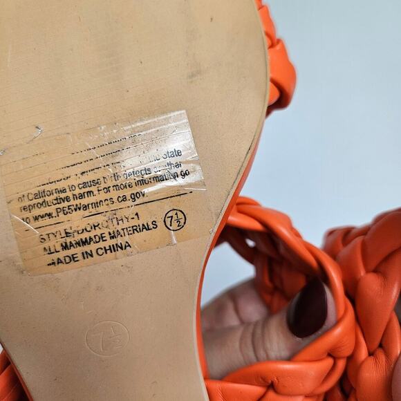 WeeBoo Puff Braided Square Toe Sandals Heels 7.5 Orange Chunky - Picture 8 of 9